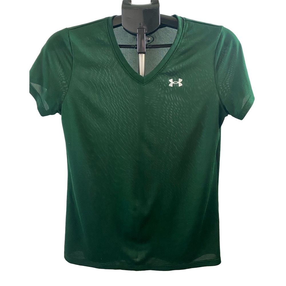 Under Armour Women’s Dark Green V-Neck Performance Tee, Size S